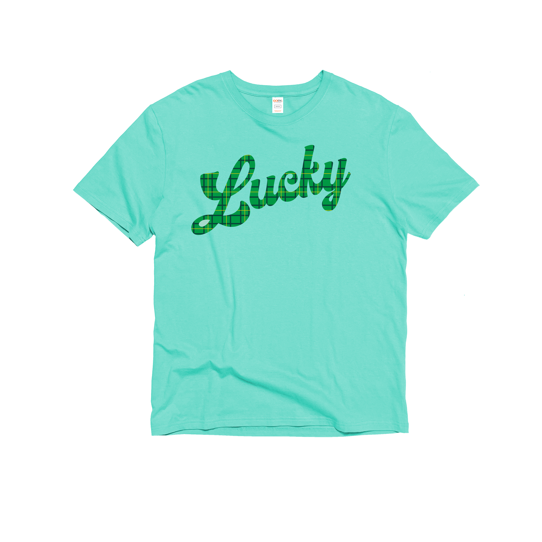 Flat Lay of GOEX Unisex and Men's Lucky Cotton Graphic Tee in Mint