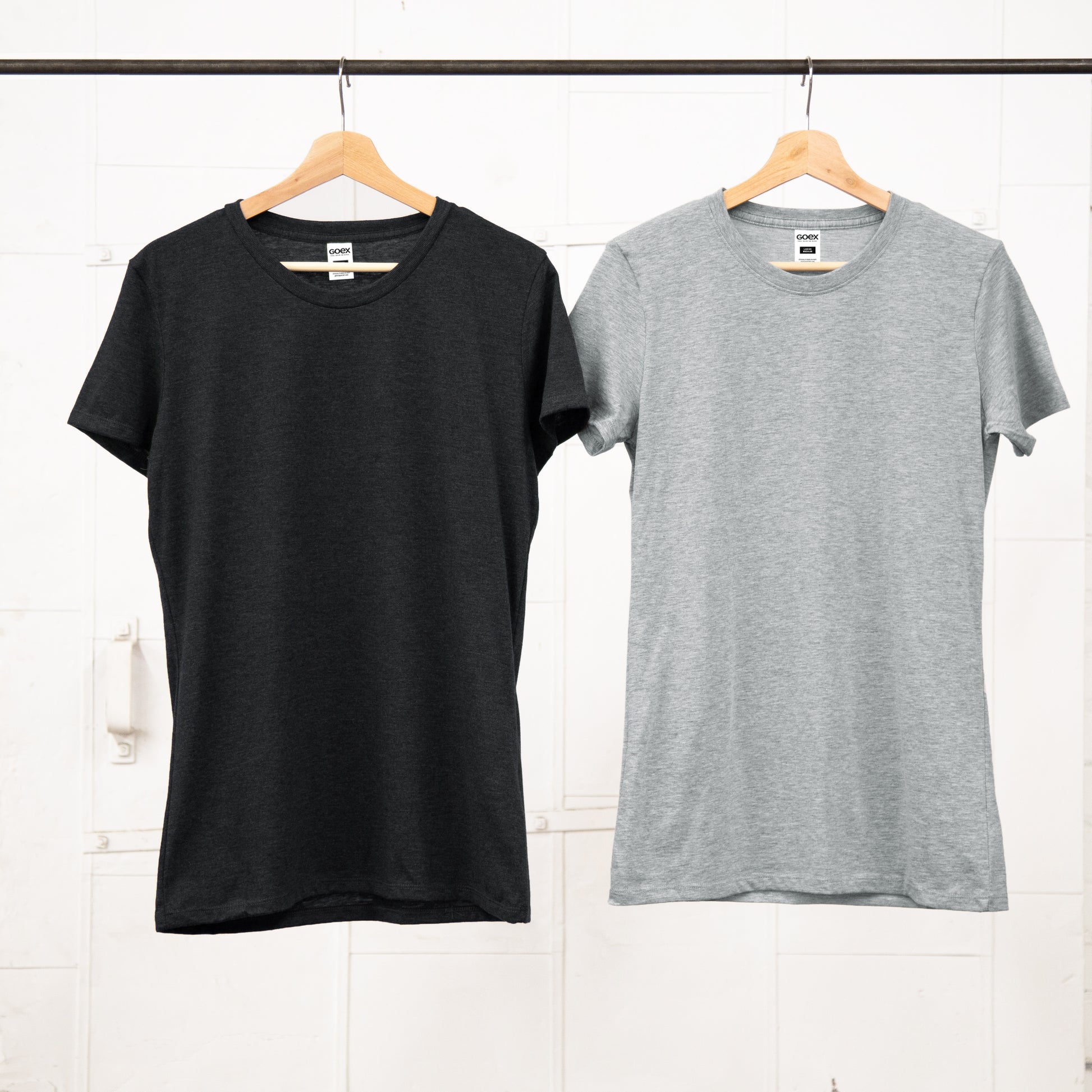 Ladies Tees hanging on a Garment Rack
