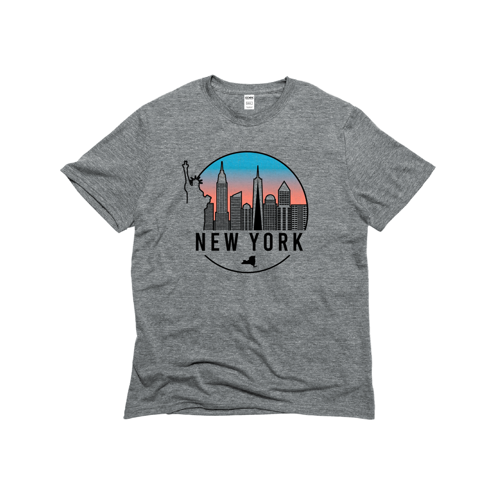 Flat Lay of GOEX Unisex and Men's New York Skyline Eco Triblend Tee in Heather Grey