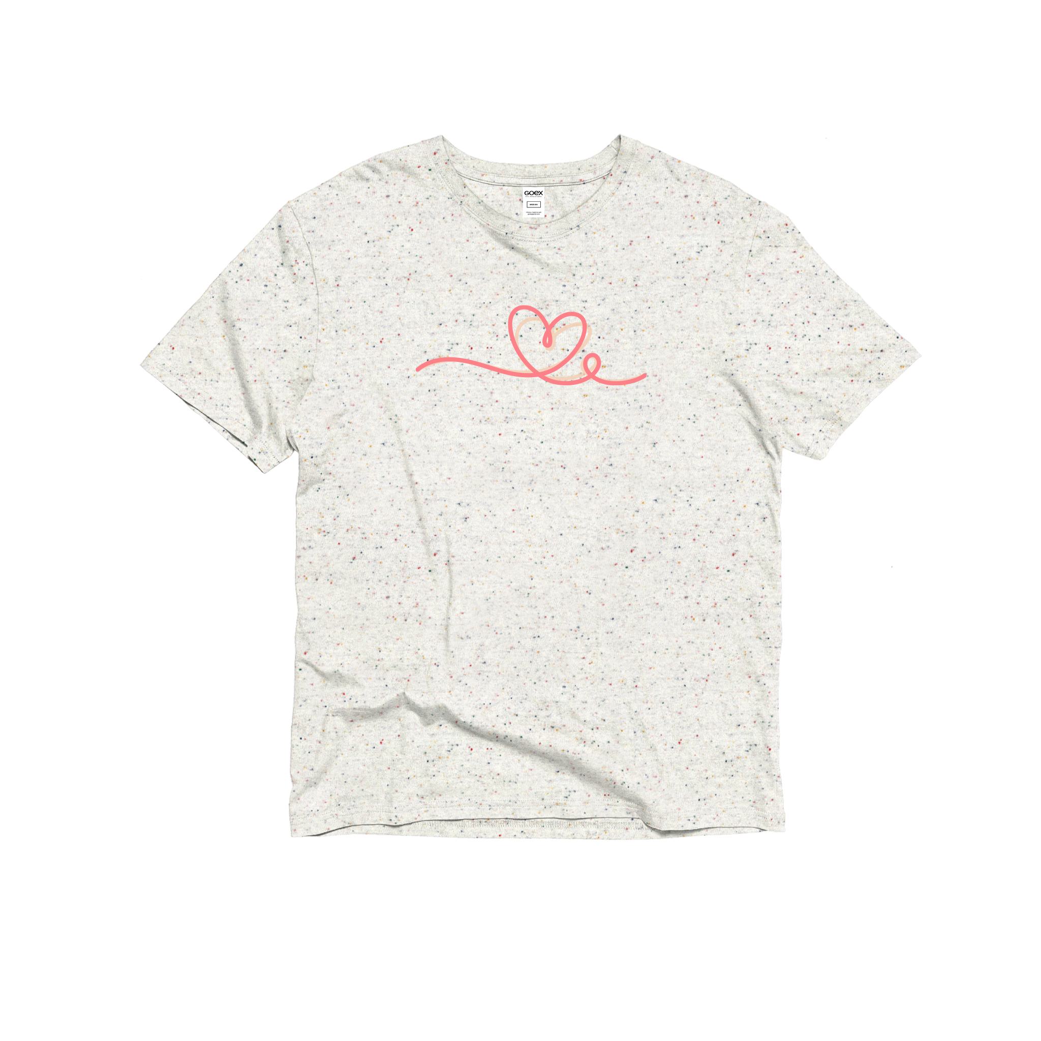 Flat Lay of Unisex Threads of Love Graphic Tee in Funfetti